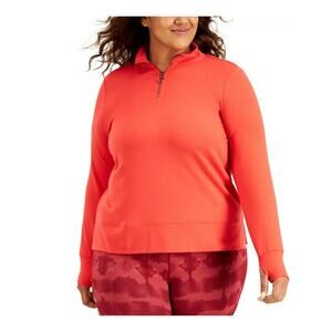 Id Ideology Quarter-Zip Sweatshirt Coral Plus Size XL 6261